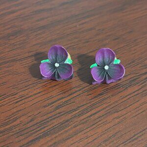 Purple Pansy Earrings